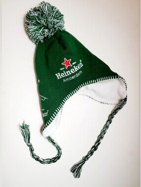 Y2K Heineken Pom Pom Adult Unisex Winter Beanie Hat OSFM
